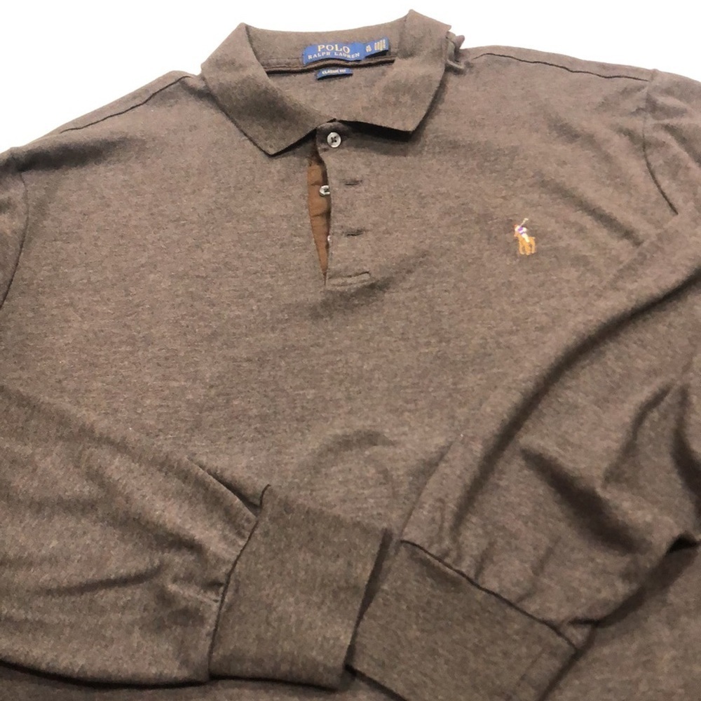 Ralph Lauren Long Sleeve Polo Shirt Men’s Size XL Brown Pima‎ Soft Classic Fit - Picture 4 of 8